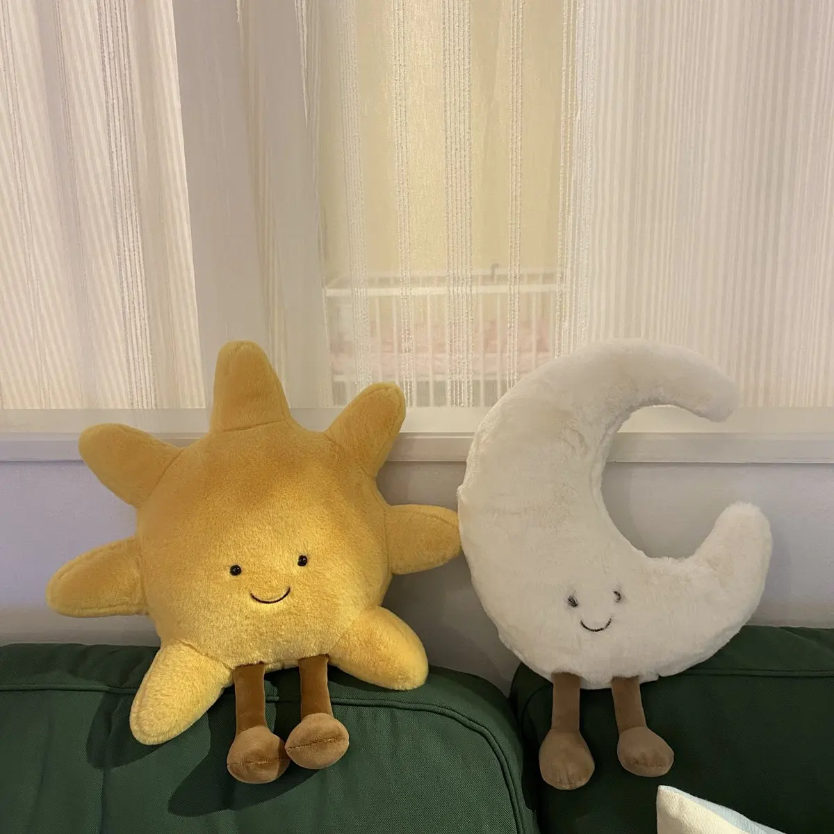 คุณภาพสูง Smile Face Moon สีเหลือง Sun Plushie เบาะตุ๊กตาน่ารักสภาพอากาศ Plush ของเล่นสําหรับตกแต่งห้องนอนเด็กโซฟาโยนหมอน