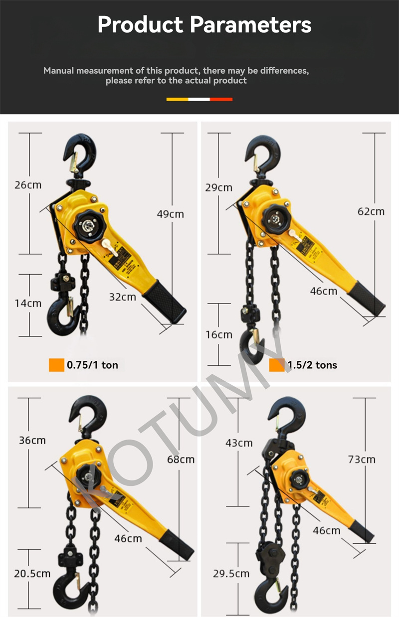 Manual Manganese Steel Hook Wire Manual Traction Hoisting Tool Lever Small Hand Chain Manual Traction Hoist Crane 3M 0.75/1T