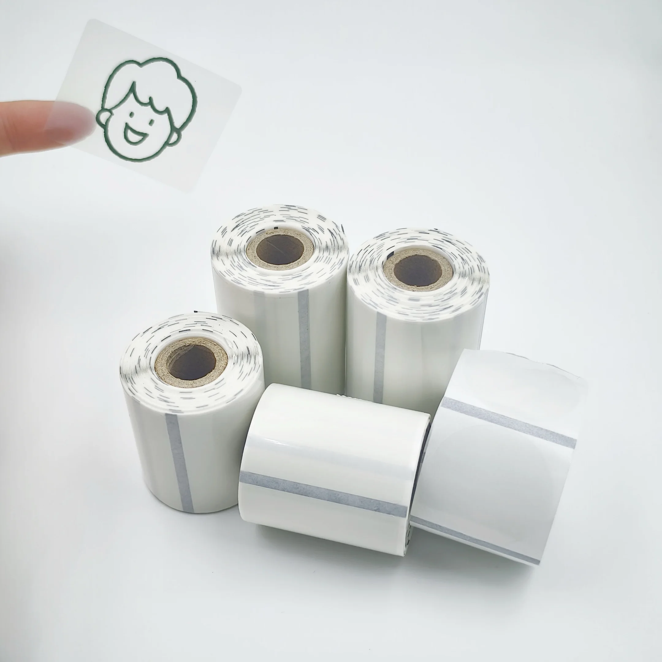 Étiquettes thermiques transparentes, rouleau d'étiquettes adhésives rondes pour imprimante thermique, autocollants pour Logo pour PhomemoM110 M220 P50 DETONGER P1
