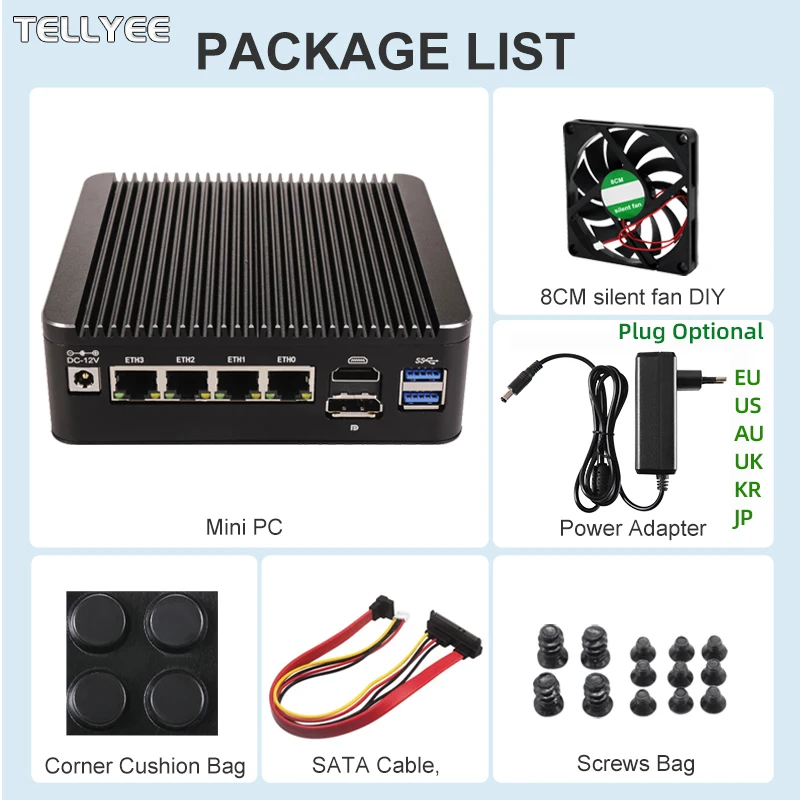 12th Gen Intel N150 2.5G Soft Router 4x i226-V Lans 1*COM RJ45 Fanless Mini PC HD DP USB-C pfSense Firewall Appliance PVE ESXi