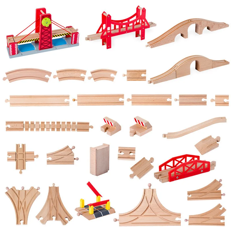 すべてのブランドと互換性のある木製のトラックアクセサリー,円形,製造玩具,鉄道ギフト,新しい