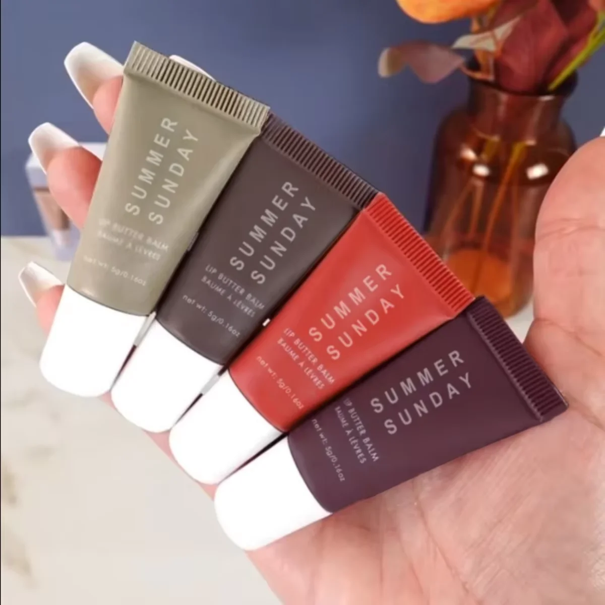 Juego de Mini bálsamo labial para fríos de verano, 4 Uds., hidratante, vainilla, Beige, azúcar marrón, maquillaje, Kit de regalo para envío rápido