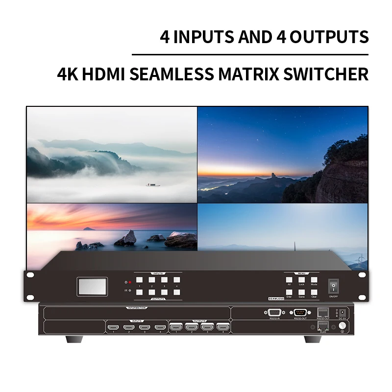 Матричный переключатель HDMI1.4 4X4 4K 30 Гц Профессиональный стеллаж HDMI-совместимый сплиттер 4 в 4 выхода с HDMI аудио видео переключатель EDID