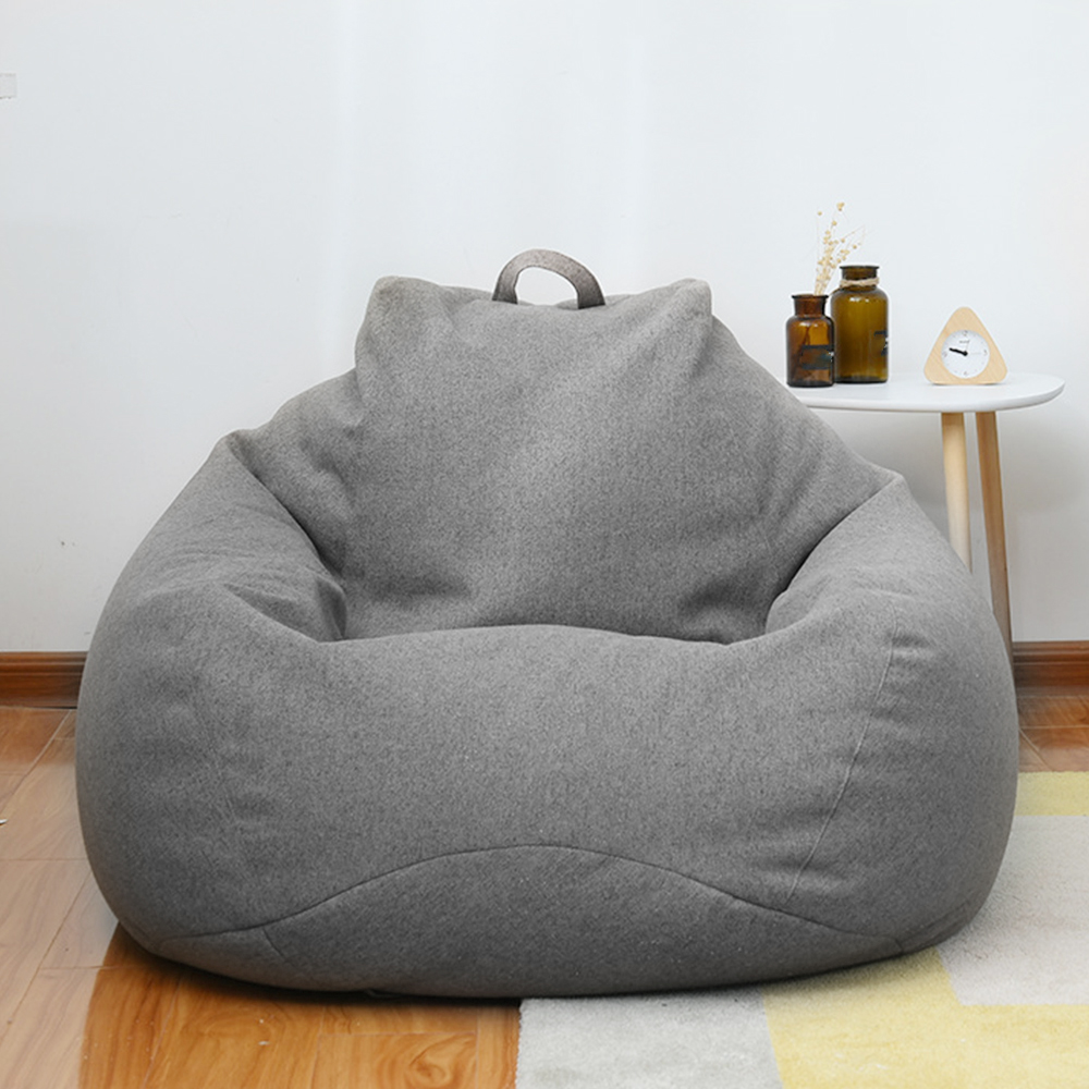 Adults Children Bean Bag Cover Large Lazy Sofa Chair Cover without Filler Cotton Linen Beanbag Chair Seat Ottoman Puff Sac