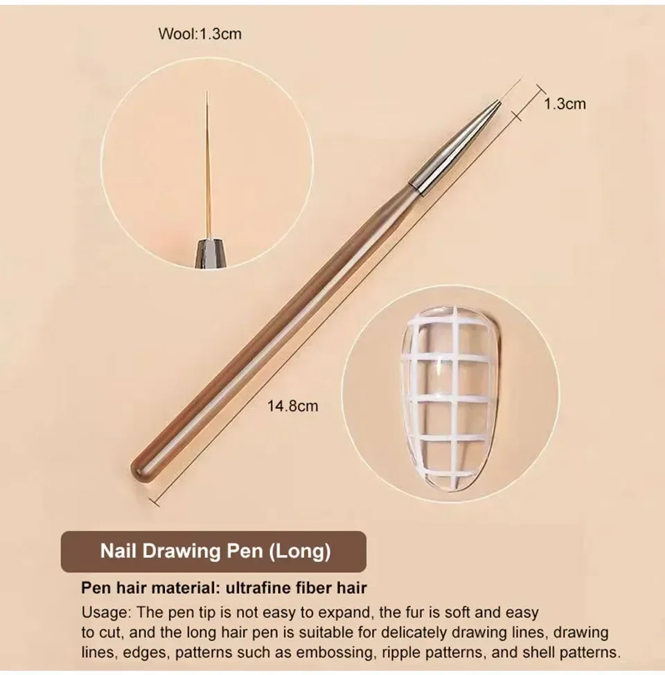 9 pezzi pennello per unghie fodera pittura fai da te penna manicure pennello da disegno acrilico per nail art design unghie punta display strumento di pittura