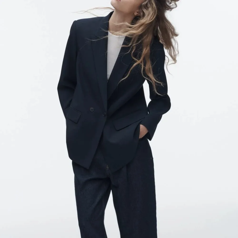 PB & ZASpring/ฤดูร้อน 2023 ใหม่เดินทางหลวมแฟชั่นชุดLapelหลวมDouble Breasted Blazer