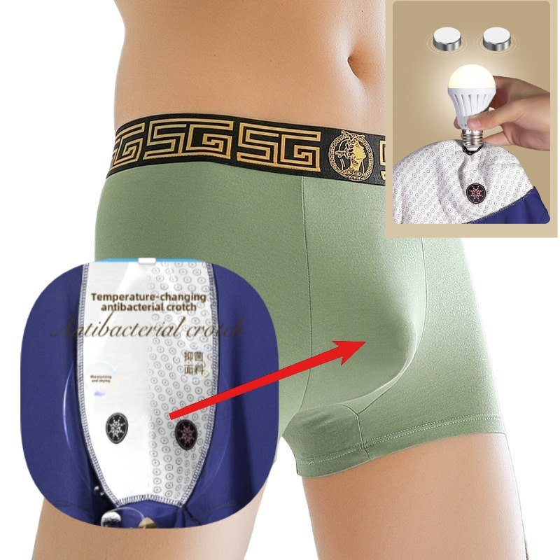 Calcinha masculina modal ímã antibacteriano tecnologia de temperatura mudança de cor confortável respirável shorts de canto plano cabeça