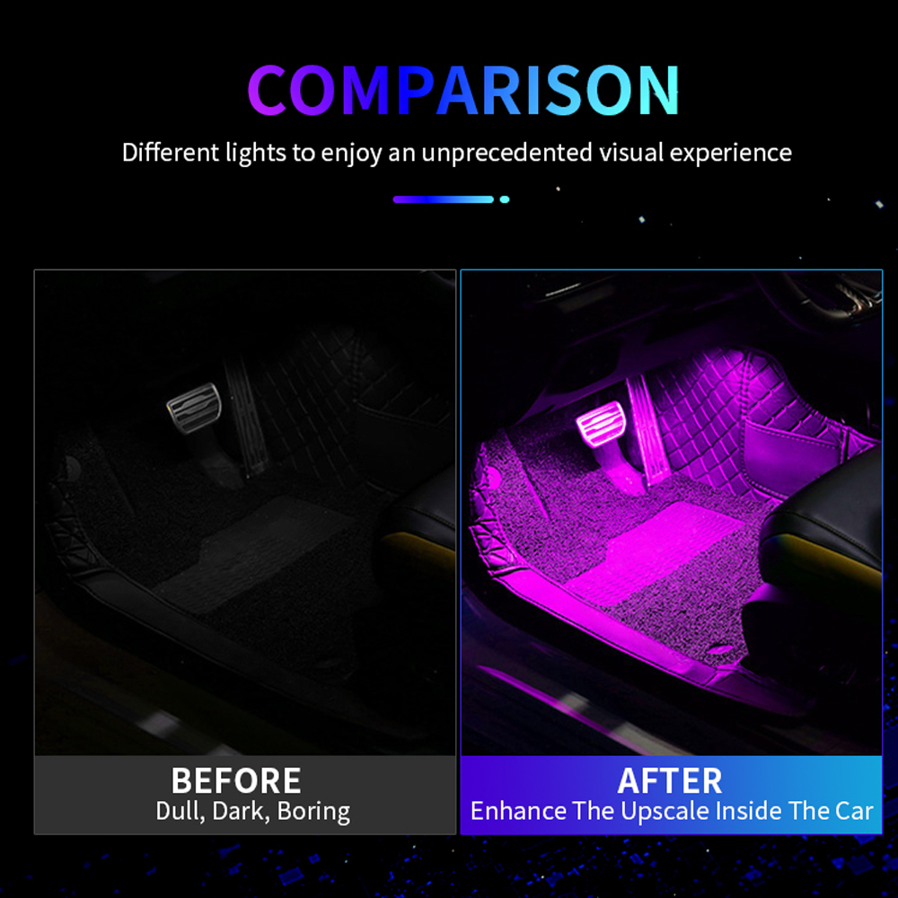 ใหม่ LED ภายในรถ Ambient Foot Strip Light Kit Backlight 5V USB Auto ตกแต่งบรรยากาศโคมไฟนีออนอุปกรณ์เสริมรถยนต์
