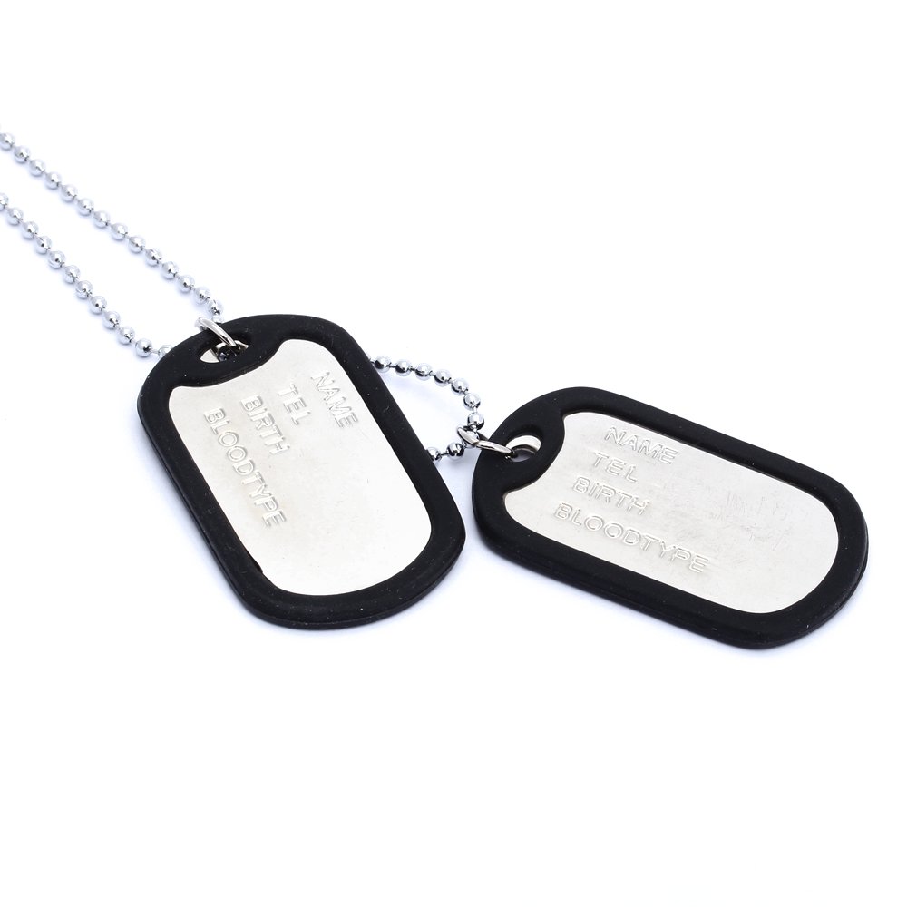 BABQ Colar corrente pingente 2 placa identidade Dog Tag liga moda masculina