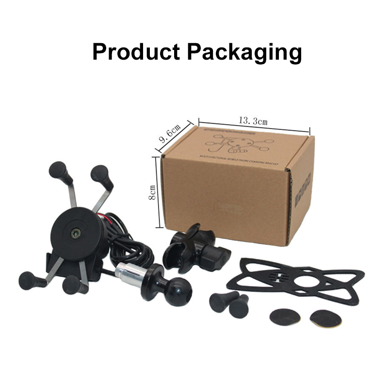 Motorcycle Phone Holder Fork Stem Mount GPS Navigation Bracket with USB Charger for BMW F900XR Yamaha Tenere700 Cellphone Stand