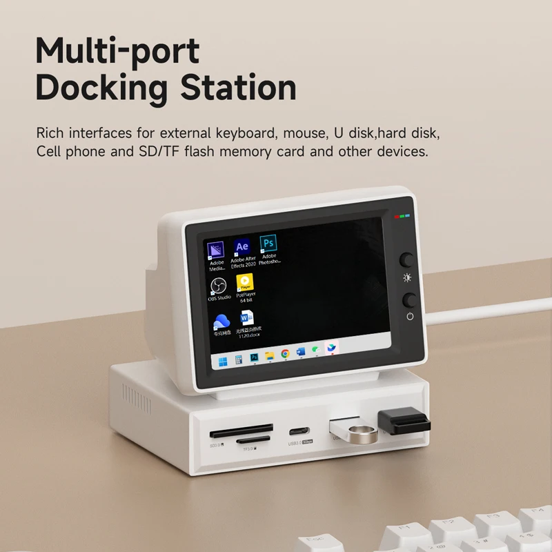 Hagibis 3,5 inch IPS Mini-scherm AIDA64 Mini PC CPU RAM HDD Data Monitor Scherm Subscherm met USB C Hub voor Laptop PC MacBook