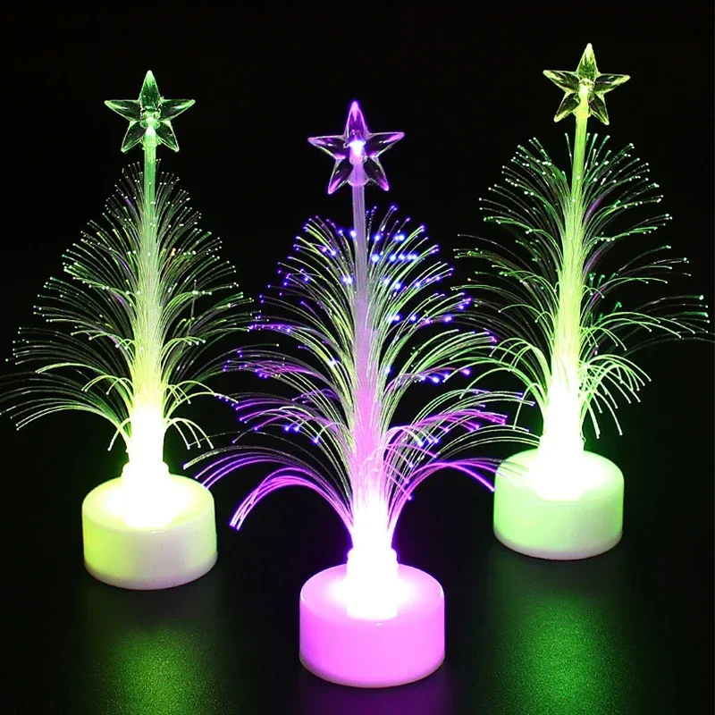 1 Pack LED Christmas Fiber Tree Luminous Fiber Optic Christmas Tree Color-changing Fiber Tree Night Light Decorative Lamp