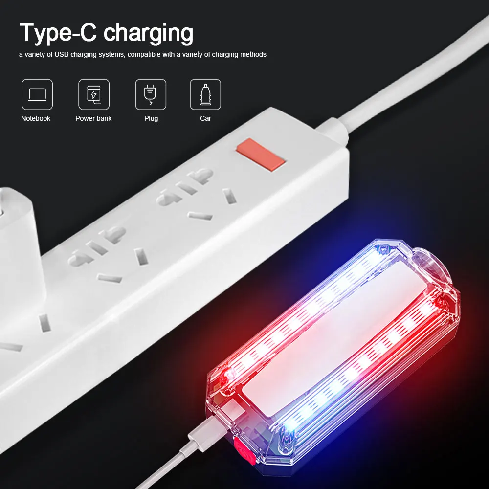 Red & Blue LED Strobe ไฟเตือนตํารวจไหล่คลิปไฟฉายไฟวิ่งกลางแจ้ง USB ชาร์จหมวกนิรภัยโคมไฟทํางาน
