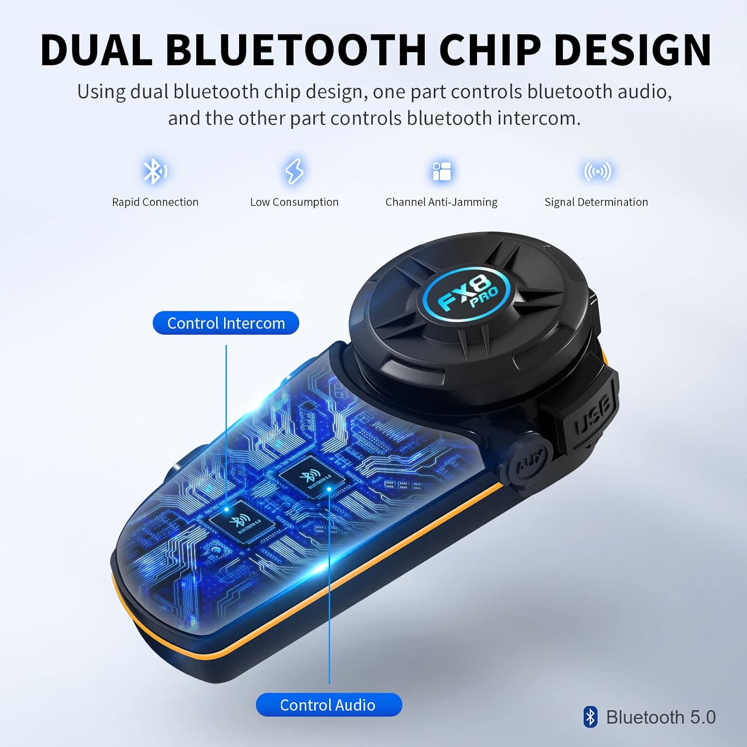 Fodsports FX8 Pro Intercom Motorcycle Helmet Headsets 8 Riders Dual Bluetooth Intercomunicador Moto Music Share Interphone