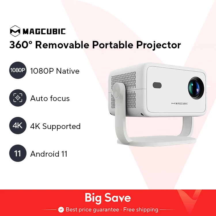 Magcúbico Nativo 1080P 650ANSI 4K Android 11 L018 360 °   Proyector con enfoque automático Keystone Air Mouse Wifi6 BT5.2 portátil al aire libre