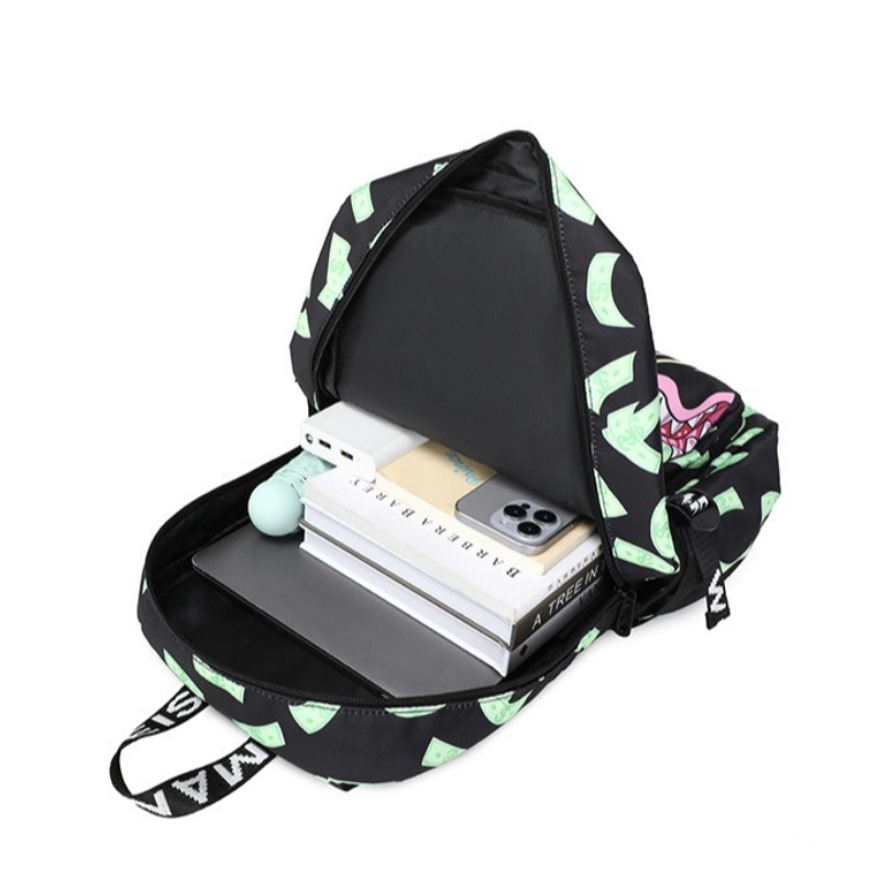 Mochila Mochila de viaje con estampado de tiburones de dibujos animados, Mochila para estudiantes de escuela primaria