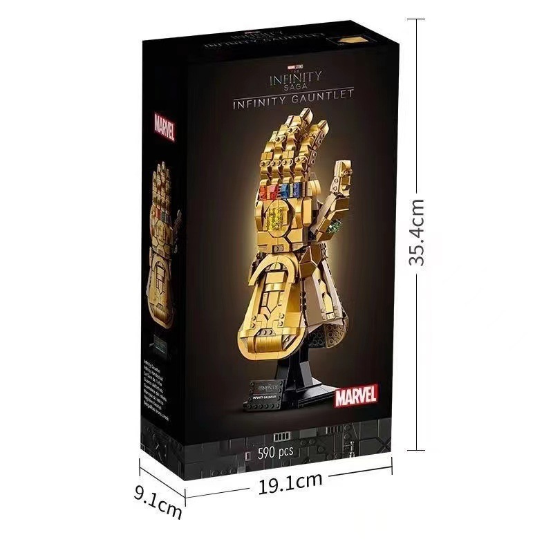 ディズニーヒーローサノスの子供用グローブビルディングブロック,オオカミの爪のパズル,組み立ておもちゃ,収集されたモデル,オーナメントギフト,590個