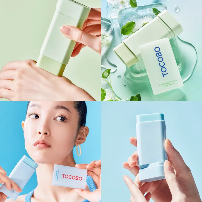 Korean Face Sunscreen Stick Light Blue Matte Sunstick For Soft Silky Skin Cotton Soft Sun Stick Watery Texture UV Protection New