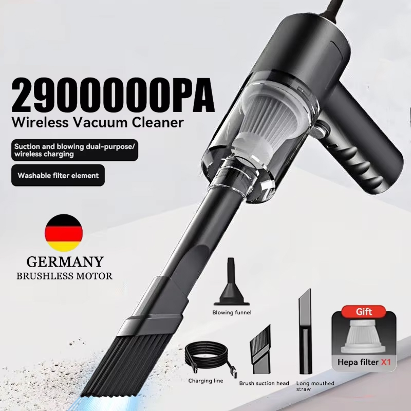 Новый автомобильный пылесос 2900000PA 120 Вт, беспроводной сверхвысокомощный портативный ручной пылесос двойного назначения 3 в 1 для влажной и сухой уборки