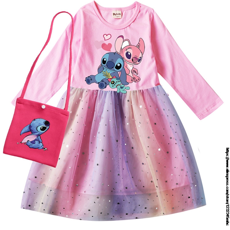 Disney-Vestido de manga larga y bolsa para niñas, traje de fiesta de princesa, Cosplay, ropa para bebés