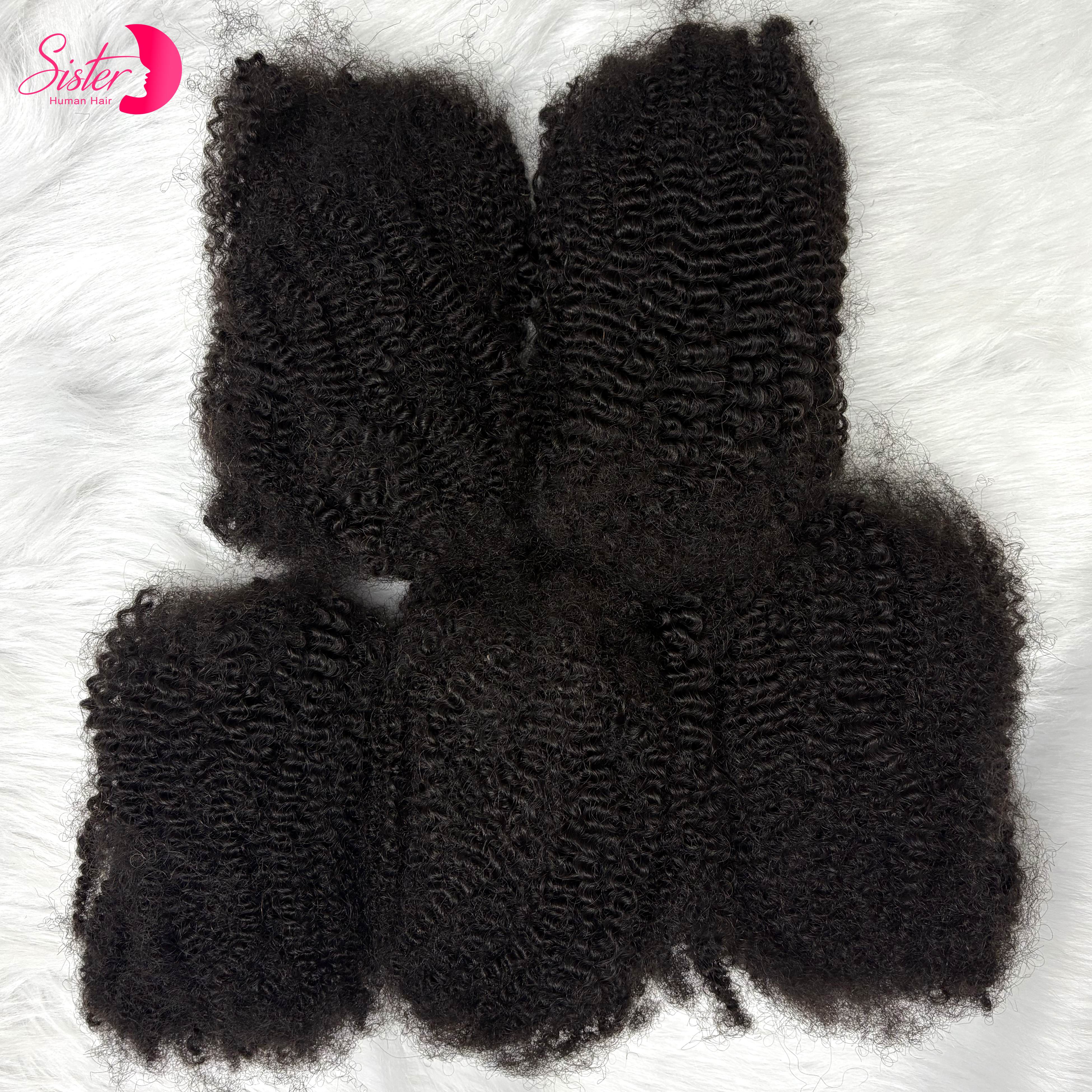 50 g/paquet Afro crépus en vrac cheveux humains pour Extensions de Dreadlock 100% cheveux humains en vrac pour réparer Crochet redoute Loc torsion tresses