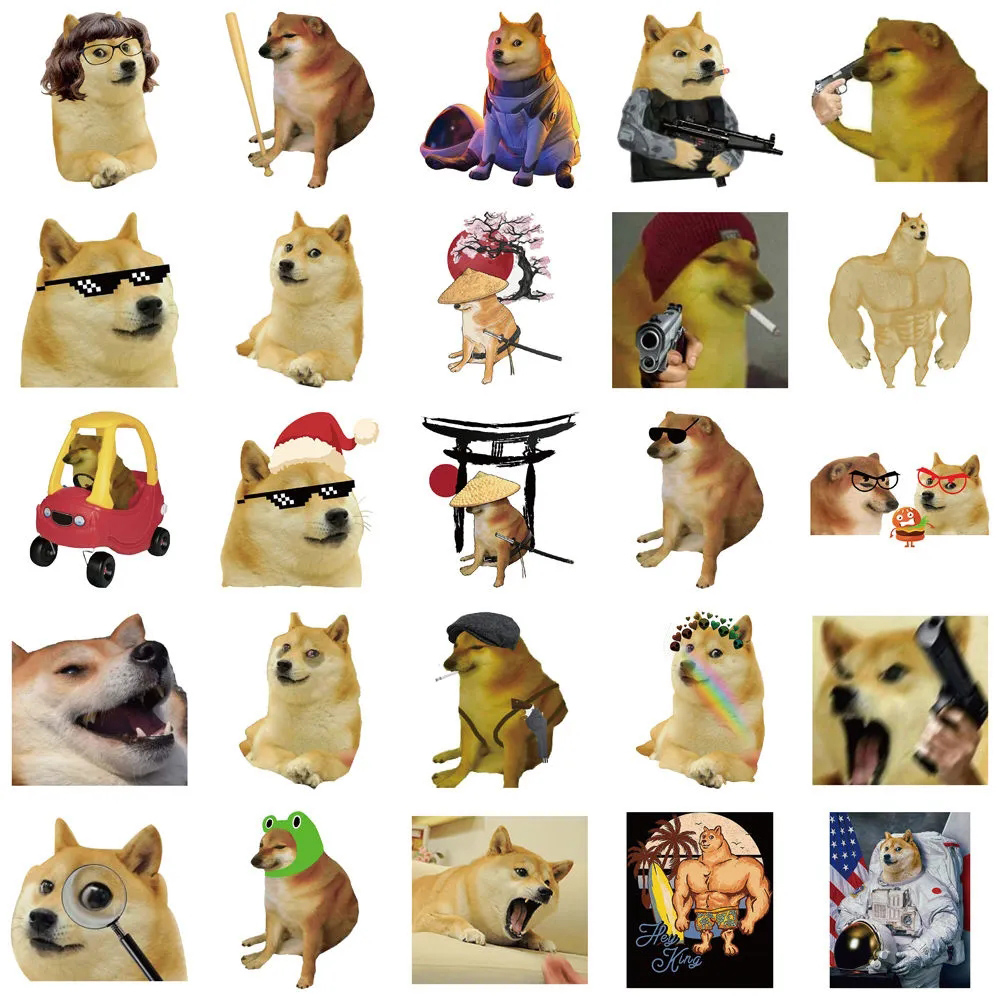 10/30/50 pçs criativo engraçado cão meme adesivos dos desenhos animados graffiti decalques diy motocicleta mala bagagem bonito adesivo à prova dwaterproof água brinquedo