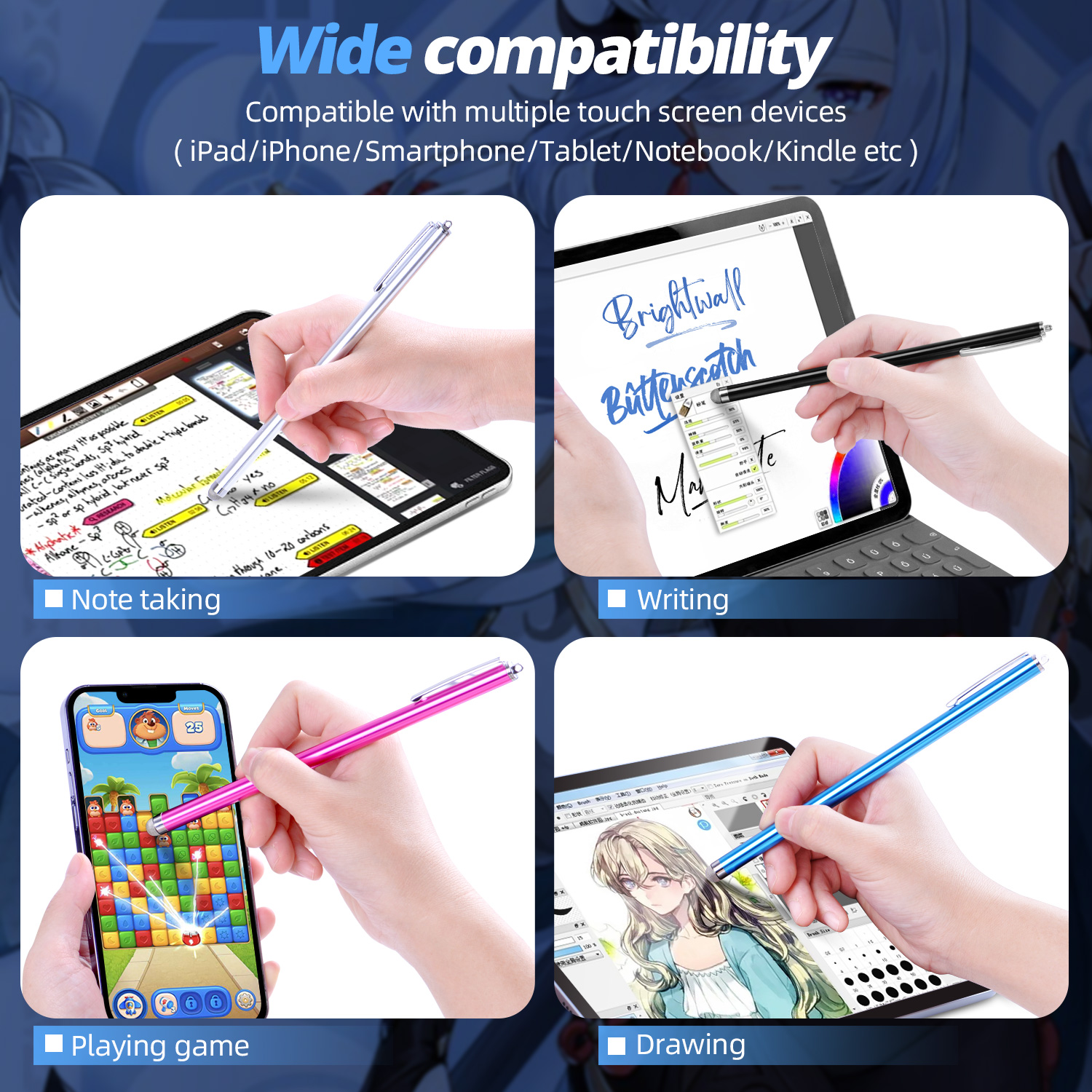 18.5CM Long Stylus Pen Capacitive Pen Touch Screen Stylus Pencil For iPhone Samsung iPad Tablet Android Phone Touch screen Pen