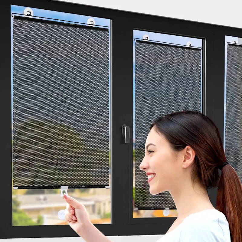Universal Prego-Free Roller Blinds com Ventosa, Sombrinha, Blackout, Cortina para Carro, Quarto, Cozinha, Janela do Escritório, Sun-Shading