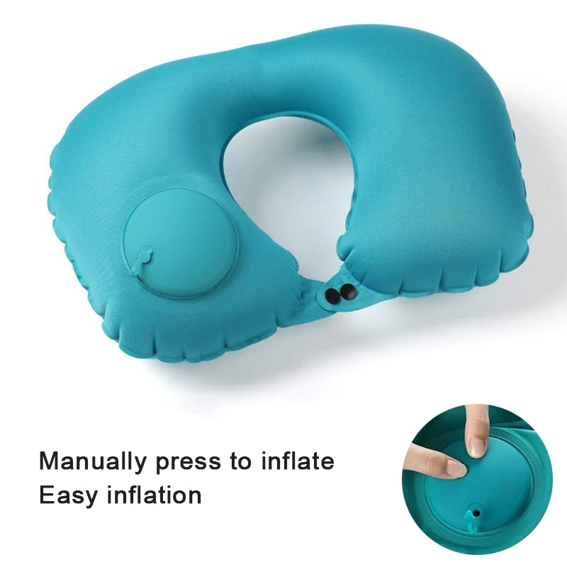 Press on Inflatable Pillow to Relax Neck Travel U-shaped Pillow Foldable and Portable with Leak Proof Device Ordinary U-shaped