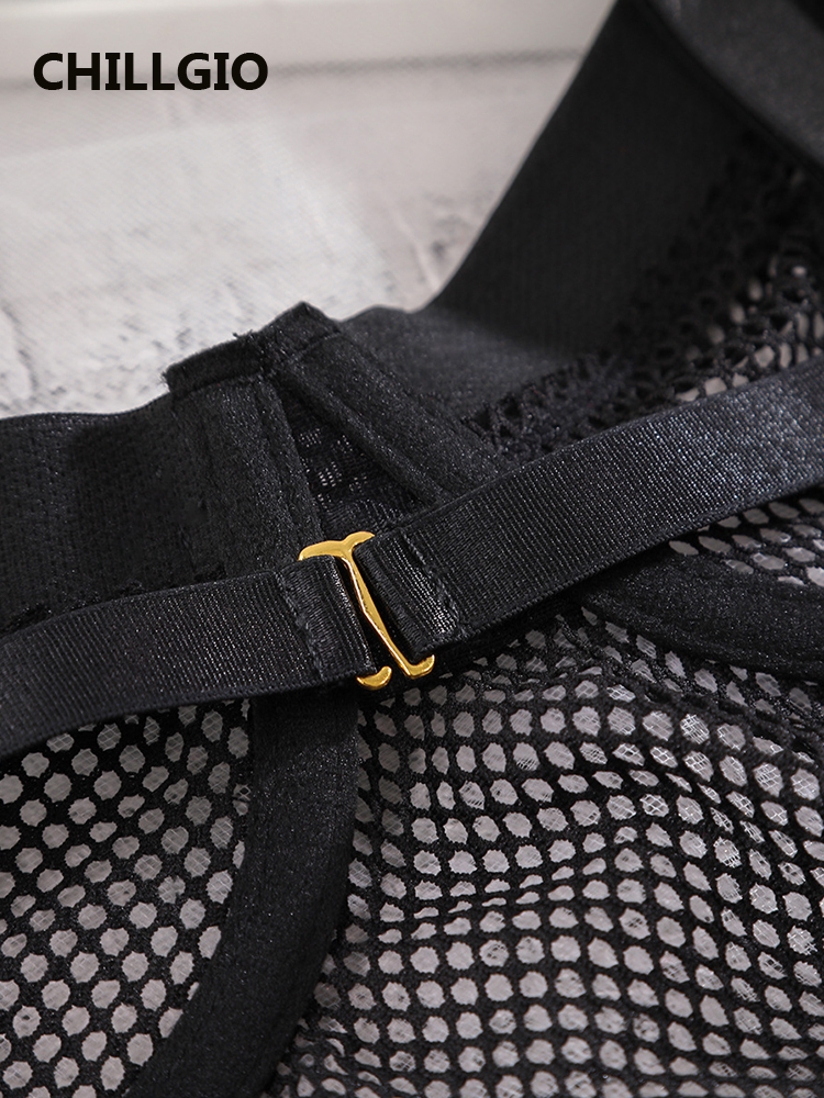 CHILLGIO Mesh Bodys Frauen Sexy Mode Transparente Kombination Catsuits Bodycon Chic Overalls Schlank Riemchen Strampler Dessous