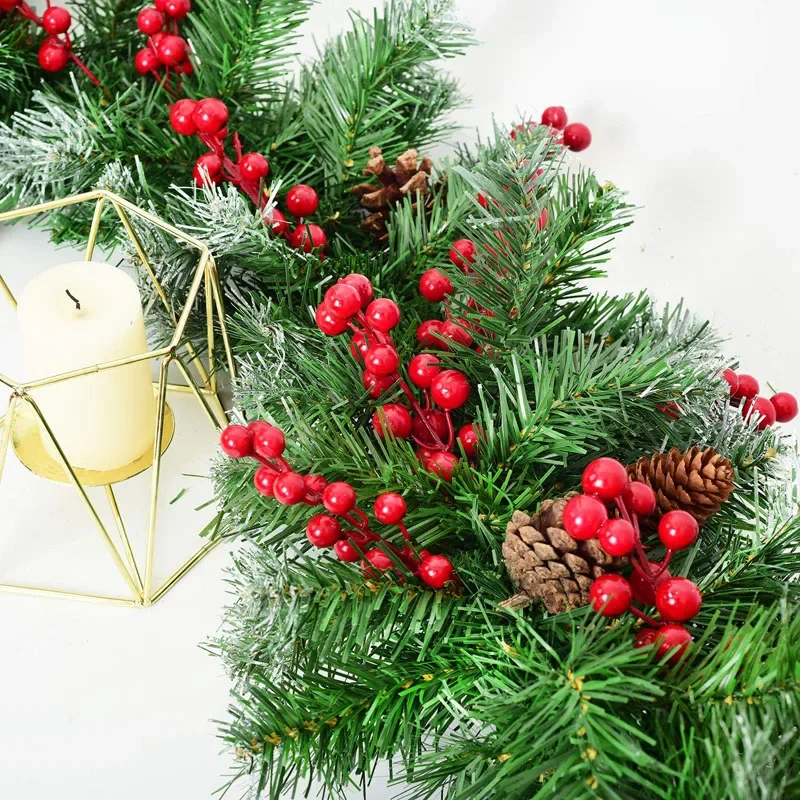 10 個人工松の枝クリスマスヒイラギ赤い果実の茎クリスマスツリー DIY リース装飾クリスマス家の装飾