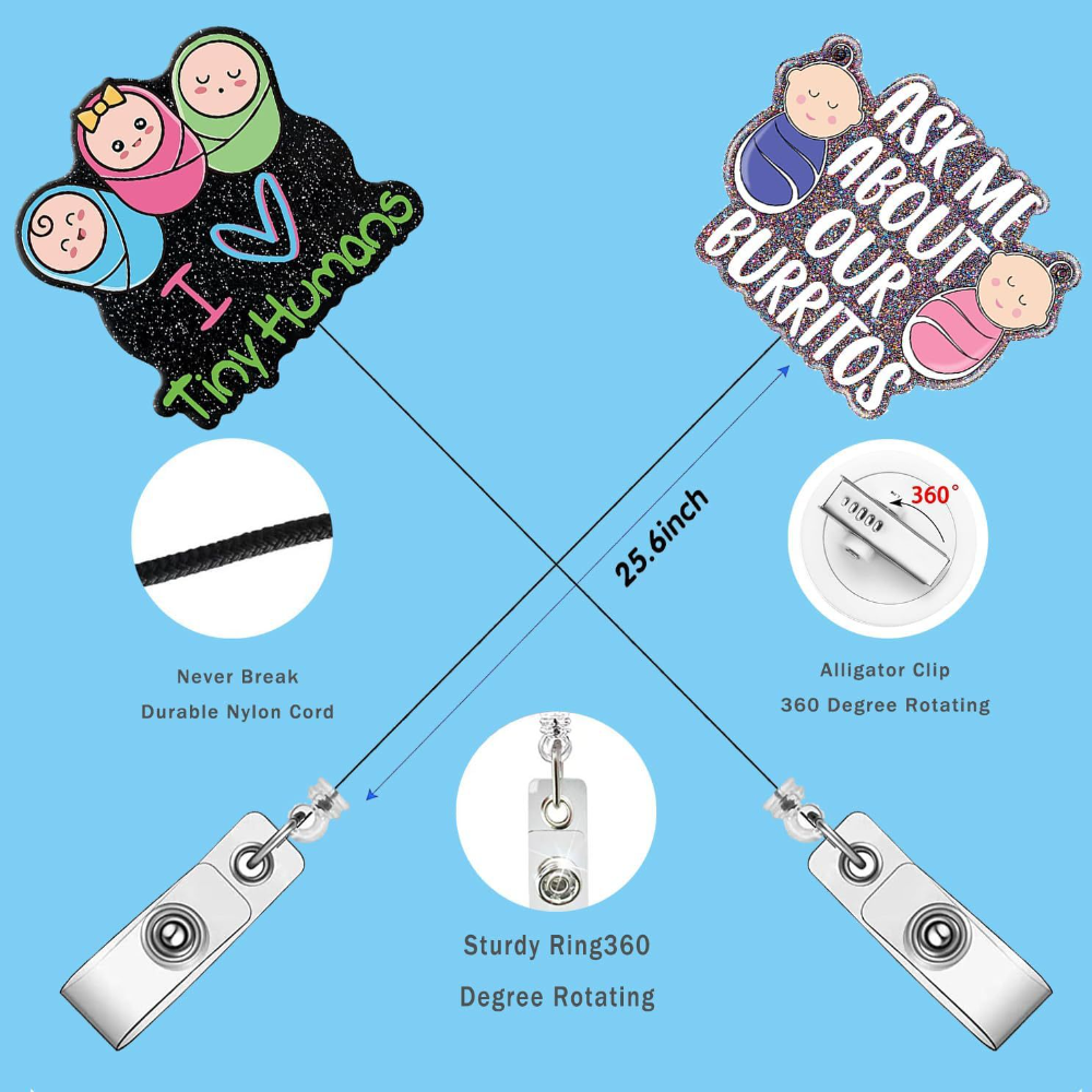 光沢のあるアクリル格納式ナースバッジリール,医師,病院,ID名バッジ,カードホルダー,ブローチ,キーホルダー