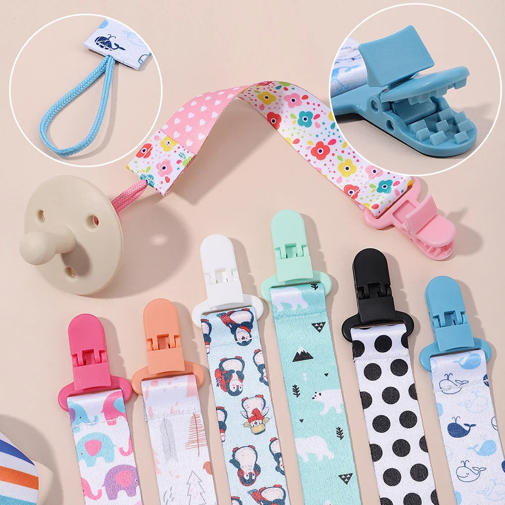 1pcs ปุ่มเด็กการ์ตูน Pacifier คลิปโซ่ริบบิ้นจุกนมหลอกโซ่ Anti-DROP BUCKLE สําหรับ Pacifier เด็กของขวัญ