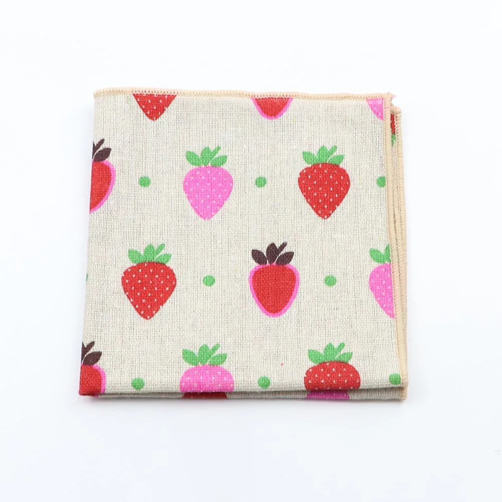 การ์ตูนที่มีสีสันผ้าลินินผ้าเช็ดหน้าดอกไม้สัตว์พิมพ์ Hankie งานแต่งงานของขวัญพ็อกเก็ต Tuxedo Bow Tie อุปกรณ์เสริมของขวัญ