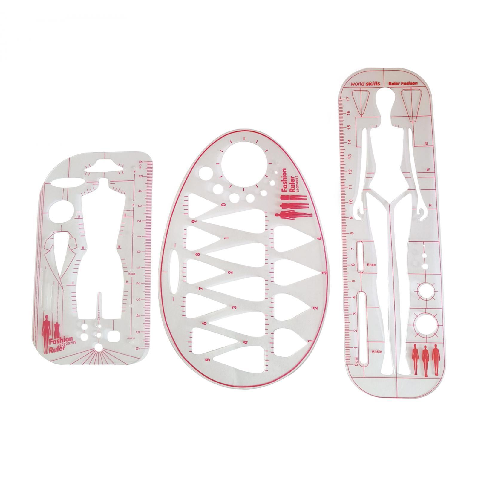 Mode-Vorlage, Lineal, Mustermacher, Kleider, multifunktionale Arbeitskleidung, transparent, modische Illustration, Lineale, Nählineal