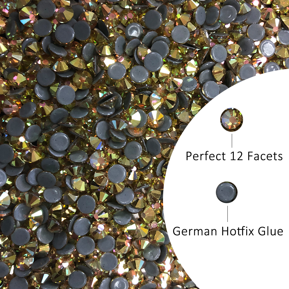 SS6-SS30 Nóng Sửa Đá Pha Lê Lấp Lánh Kính Strass Hotfix Sắt Trên Ren Đá Cho Quần Áo May Trang Trí