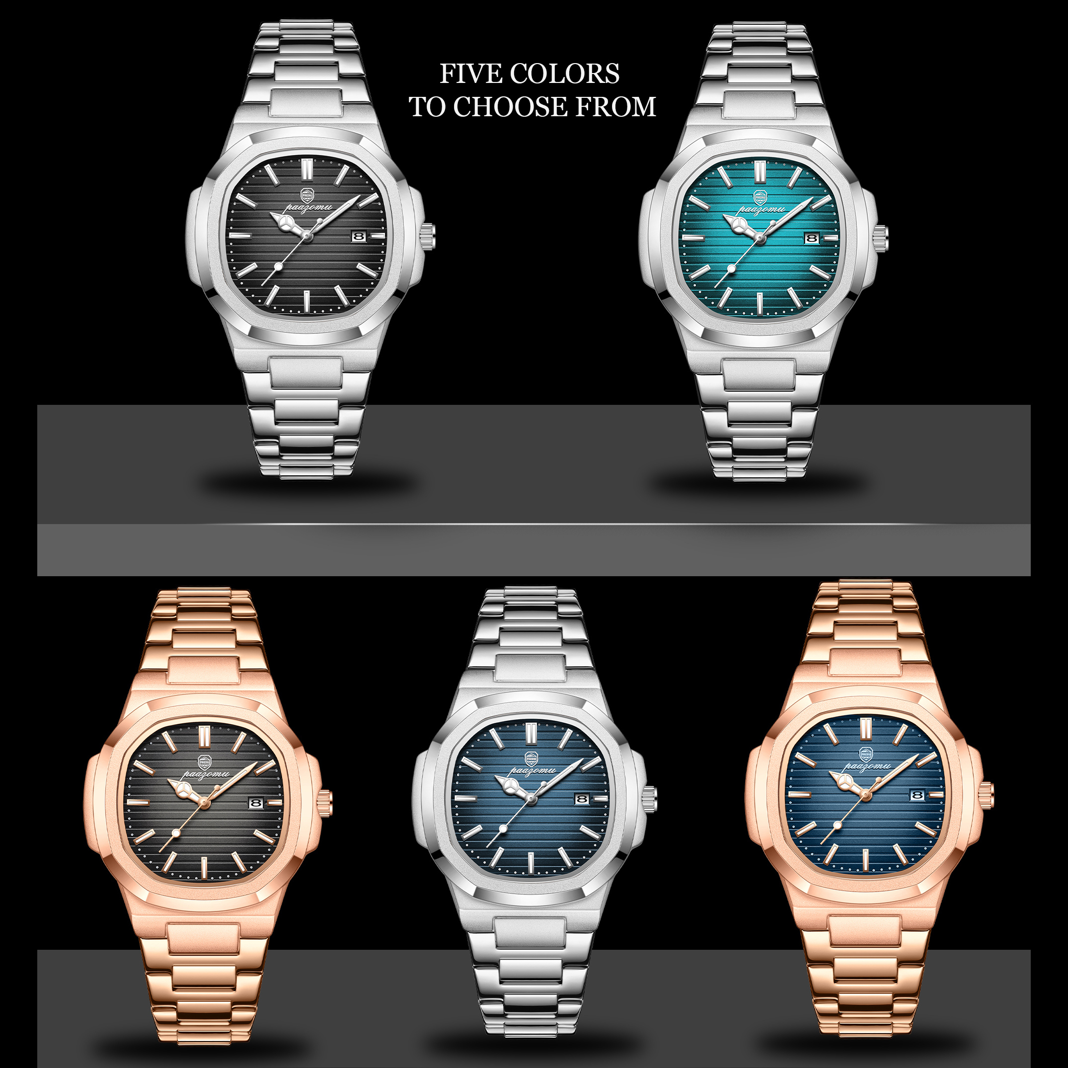 Orologi da uomo alla moda Orologio da polso al quarzo in acciaio inossidabile da lavoro Calendario Data Orologio sportivo casual maschile luminoso