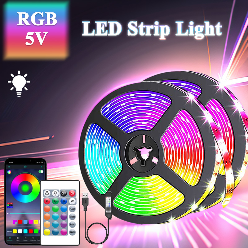 1/3/5M LED Strip Lights for TV ,Bluetooth USB TV Backlight Kit with Remote,5050SMD 5V RGB LED Lamp Tape for Home Decor Lighting