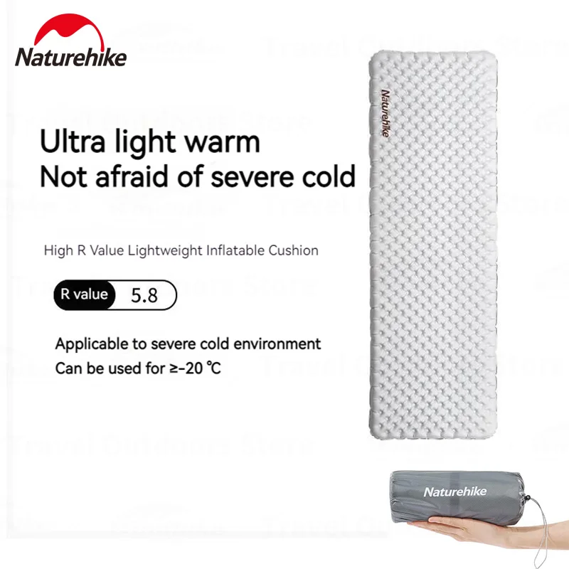 Naturehike 5,8 высококачественный матрас для кемпинга, сверхлегкая теплая кровать, уличный 4-сезонный складной портативный надувной надувной коврик