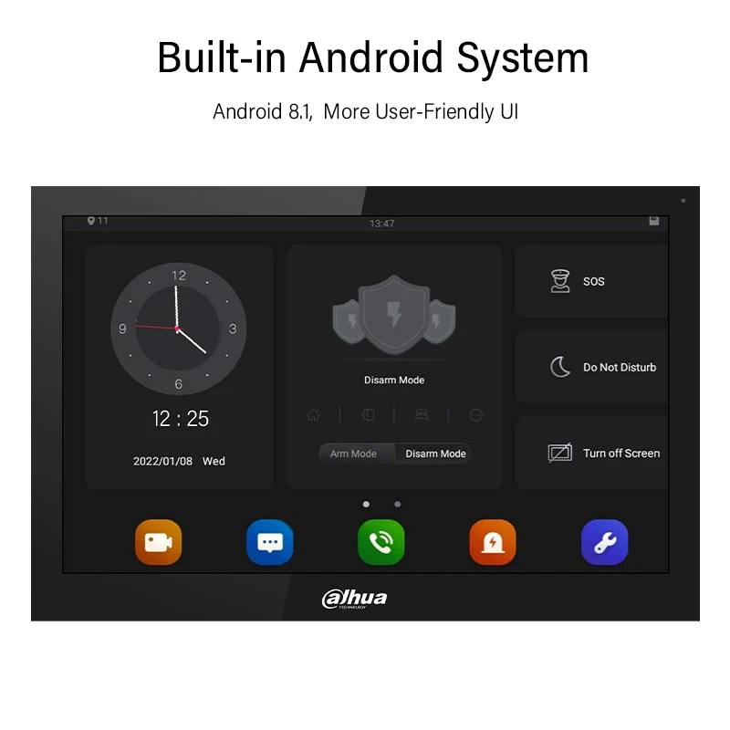 Dahua original android ip & wi-fi monitor interno 10 ''tela de toque monitor de câmera ip com porta poe RS-485 multilang VTH5341G-W