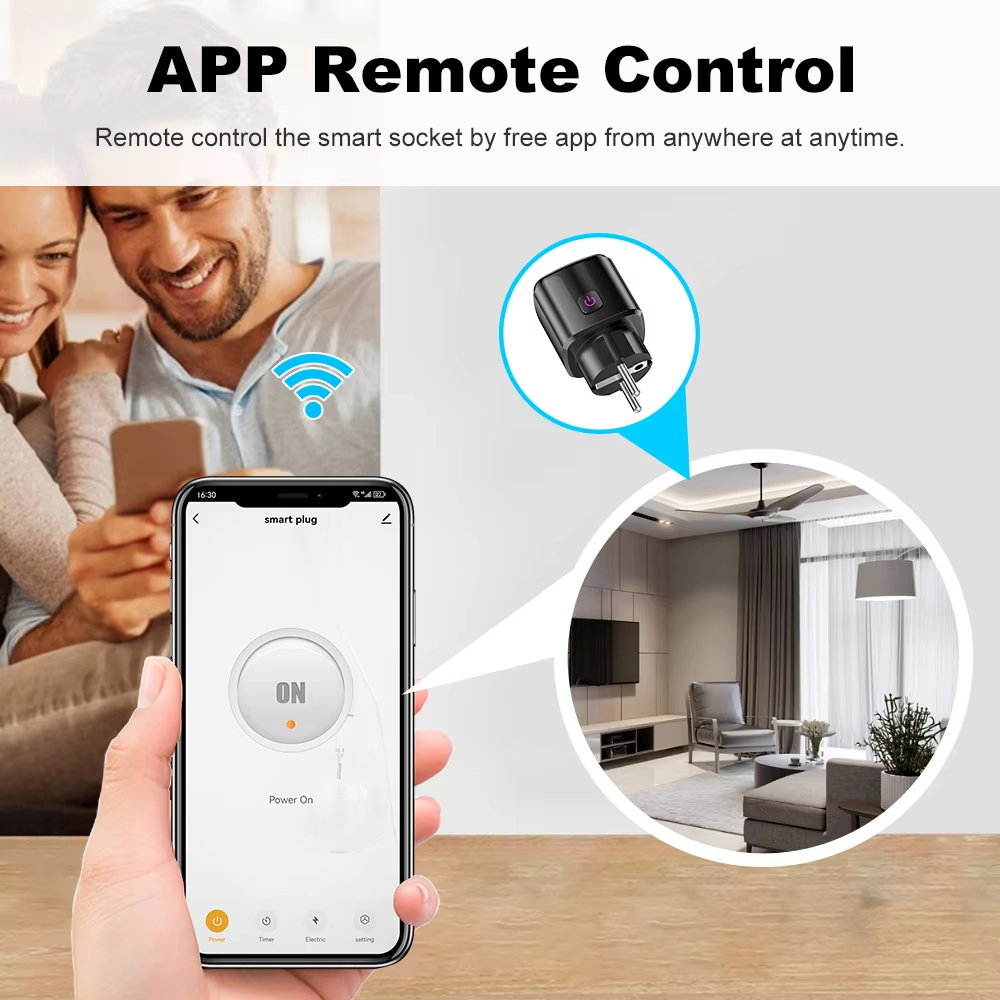 WiFi 20A stopcontact met stroombewaking Tuya Smart EU-stekkertimer Kinderslotuitgang Google Home Alice SmartThings Alexa
