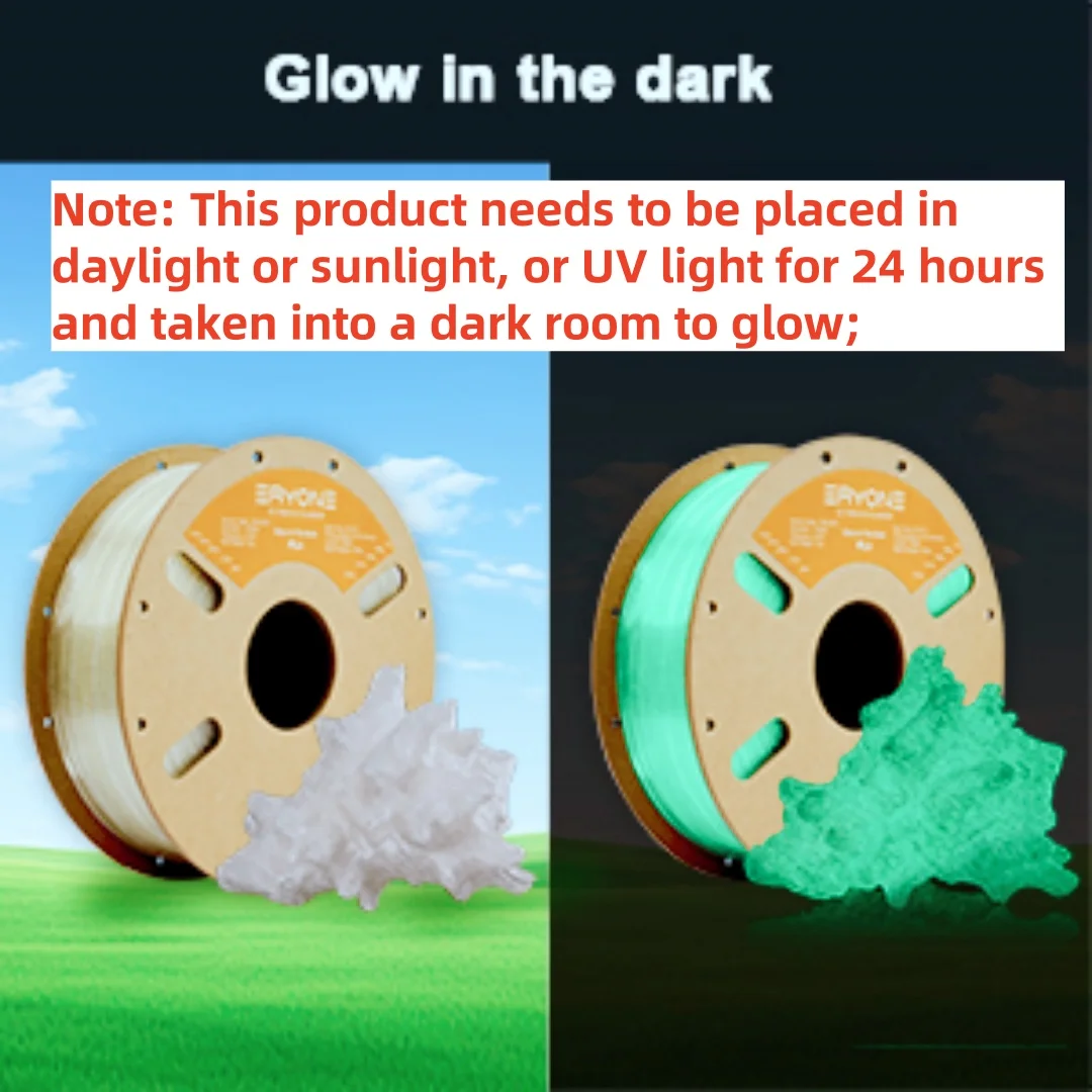 Eryone 200G PLA-filament Glow In The Dark Premium 3D-print (absorbeert zonlicht of daglicht), 200 g pla-filament glow in the dark
