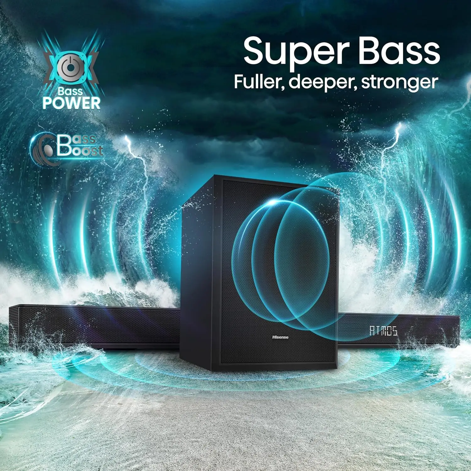 AX5125H 5.1.2Ch Sound Bar with Wireless Subwoofer, 500W, Dolby Atmos, Bluetooth 5.3, EzPlay, 4K HDMI Pass Through