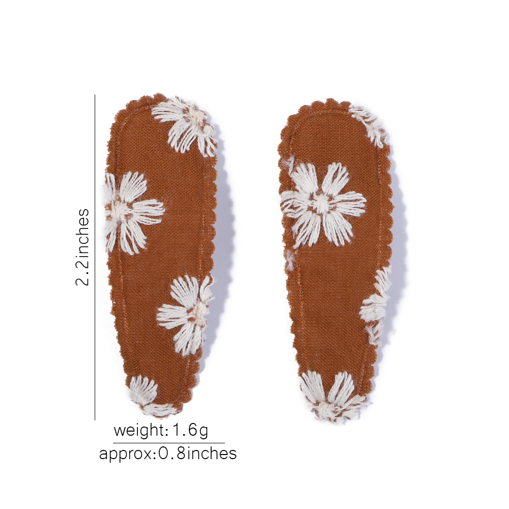 10 ชิ้น/เซ็ต 2.2 ''พิมพ์เย็บปักถักร้อย Waterdrop รูปร่างคลิปผมสําหรับสาวน่ารัก BB Hairpin Barrettes Headwear เด็กอุปกรณ์เสริมผม