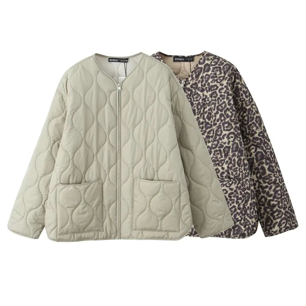 Outono/inverno novo produto moda casual feminino em torno do pescoço borda enrolada manga longa zíper casaco de algodão