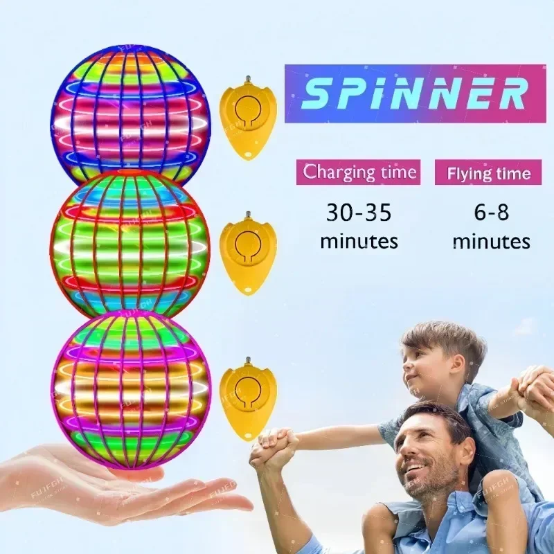 Flying Ball Boomerang Spinner Brinquedos para Crianças, Hand Control Drone, 360 ° Rotating Mini UFO com Luzes LED, Presentes de aniversário engraçados