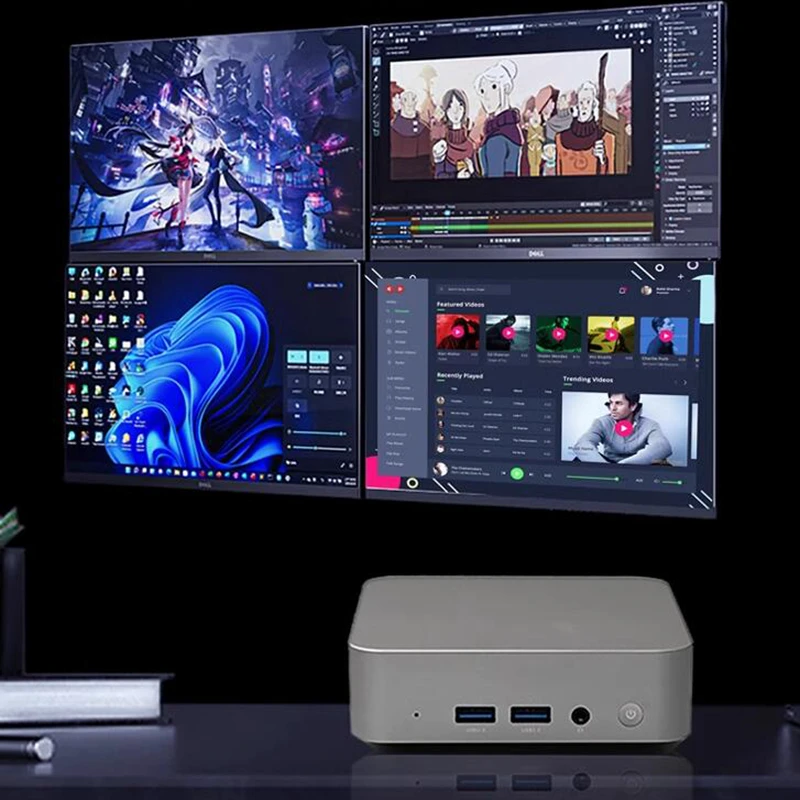 AITTACT New Mini PC Intel core 11th Gen i7-1185G7 Windows 11 DDR4 RAM M.2 2280/2242 SSD 2*HDMI 2*Tpye-C 4 screen output