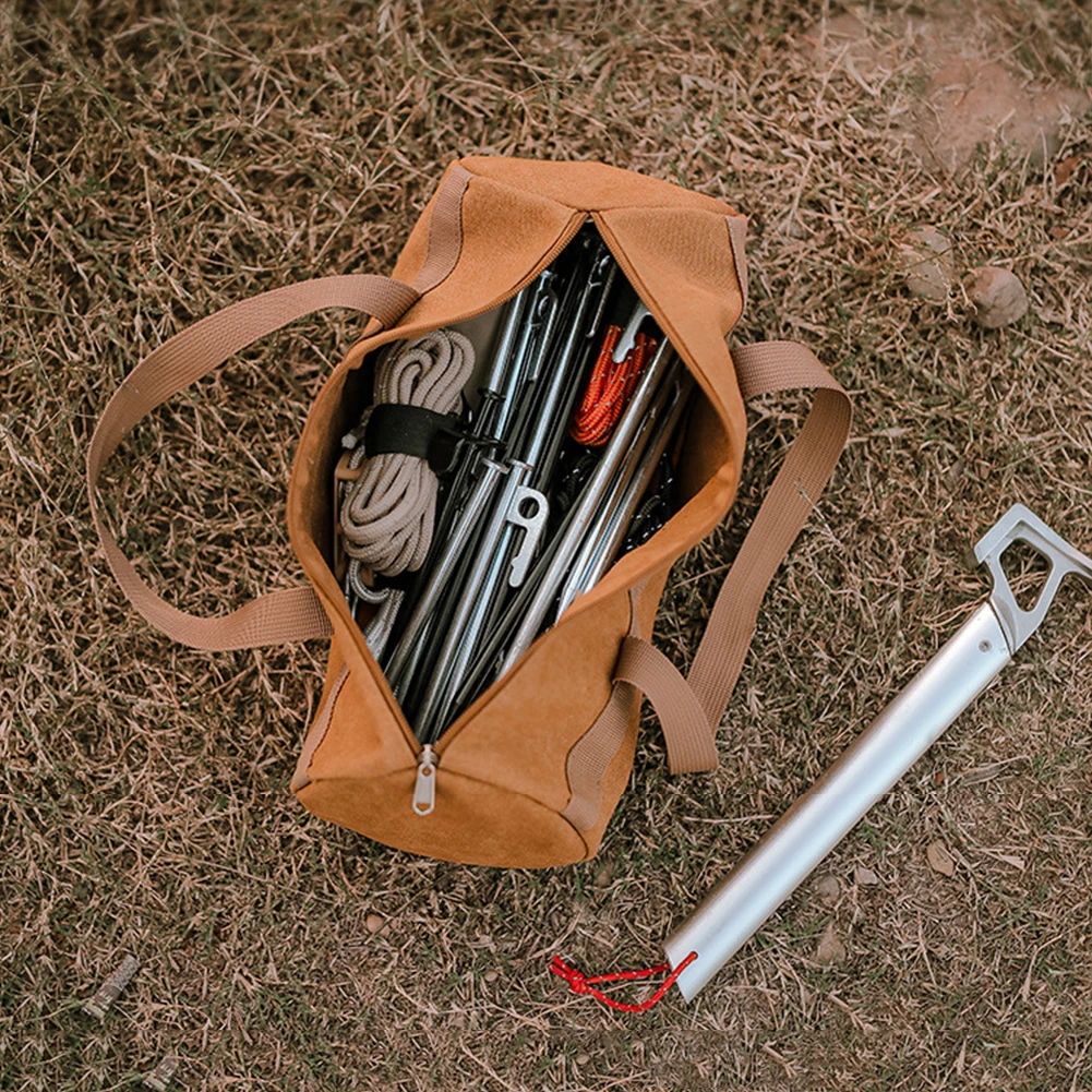 Bolsa de almacenamiento de herramientas de Camping, bolsa de estaca de tienda de gran capacidad, cilindro ligero, soporte de clavos de tierra para acampar al aire libre