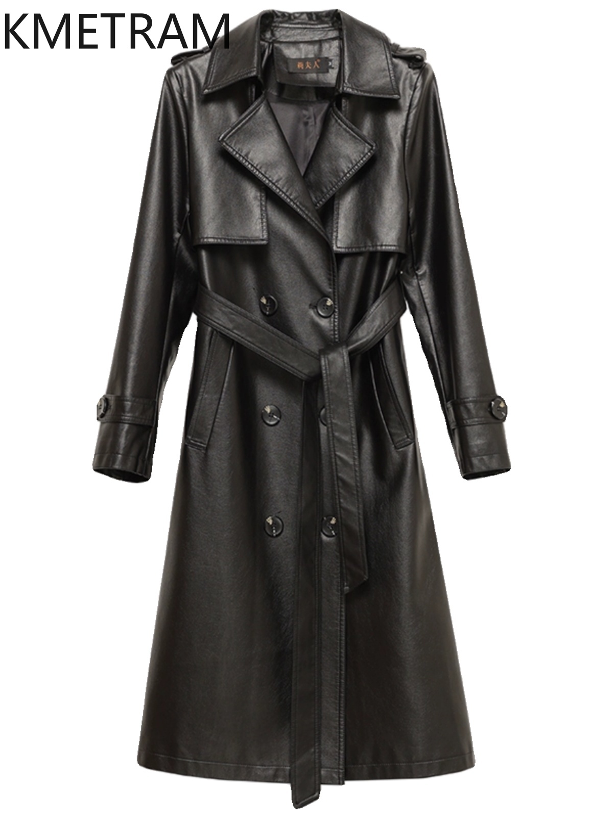 KMETRAM-casaco de couro de carneiro real para mulheres, jaquetas meio longas, roupas femininas, moda, primavera, outono, 2024