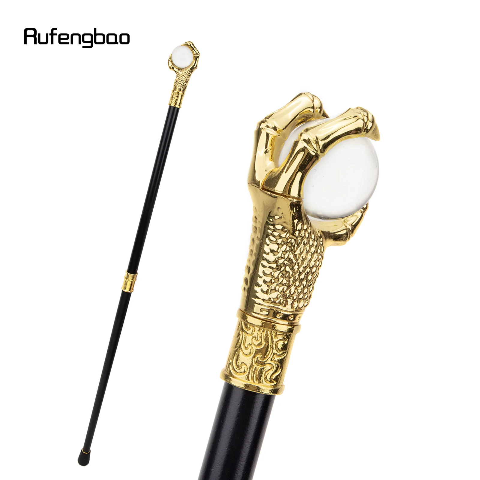 Garra de dragón dorado con agarre, bola de cristal, bastón decorativo para caminar, caballero elegante, perilla de Cosplay, Crosier, 93cm
